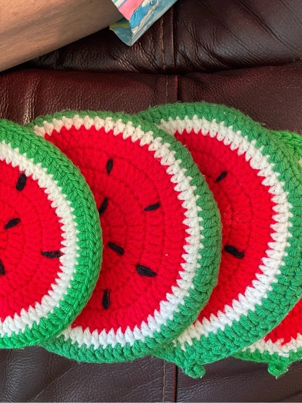 Handmade Crochet Watermelon Potholders Vintage Colorful